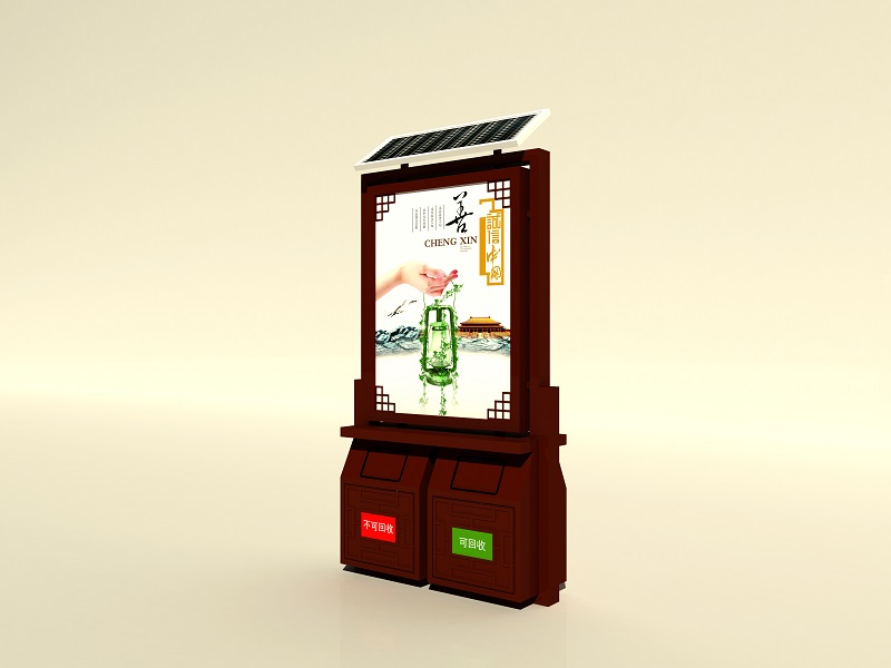 仿古太陽能廣告垃圾箱